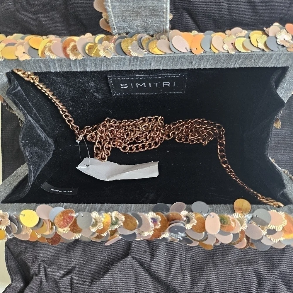 New Simitri Sequin Embellished Metallic Disco Convertible Clutch/Handbag NWT